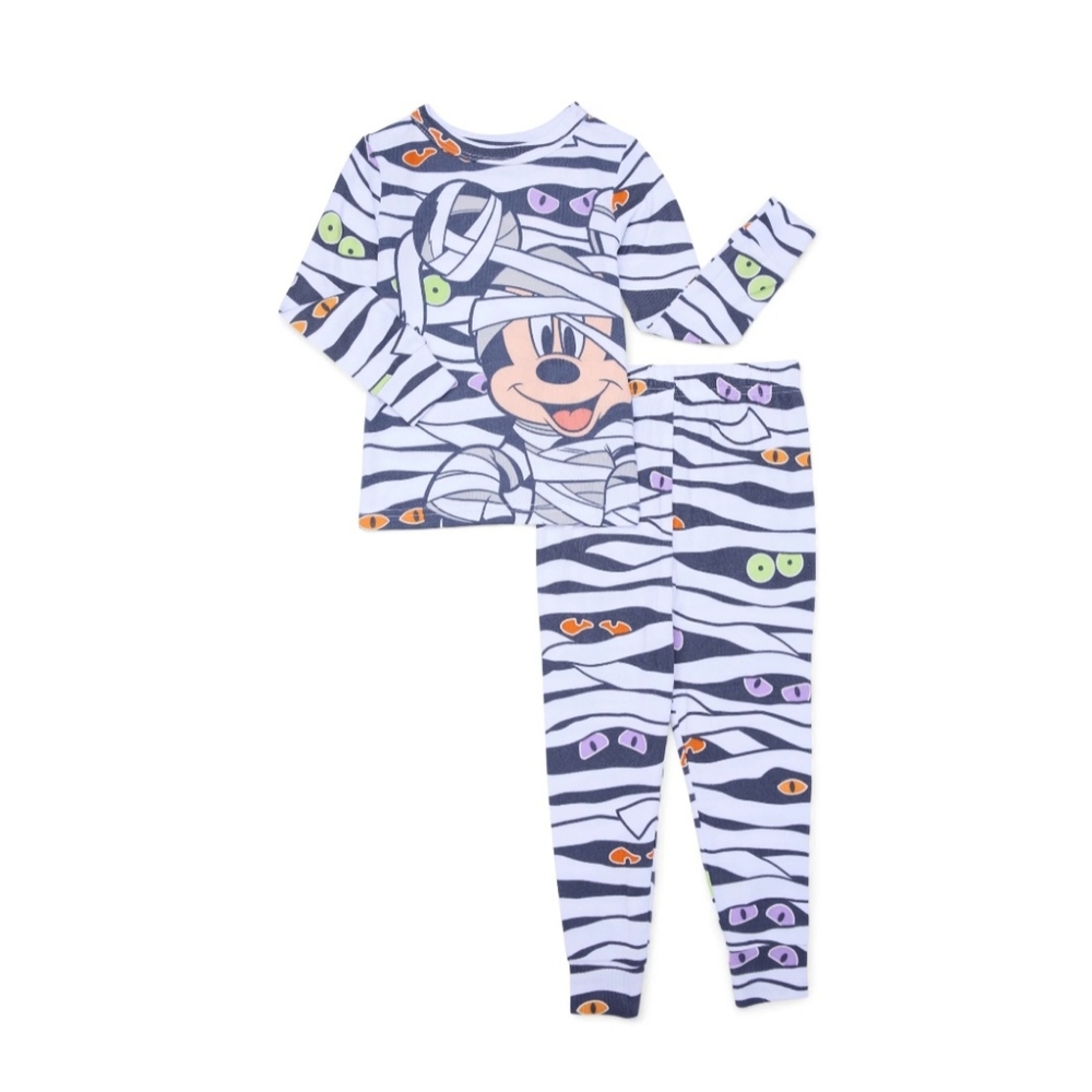Disney MICKEY Mouse Snug Fit Pajama Set: WHITE/GRAY: NEW WITH TAGS: SIZE 12 MTH